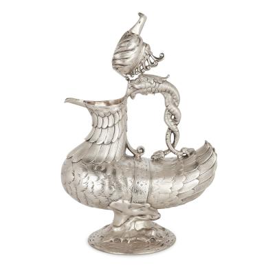 Indian silver mythological bird form jug