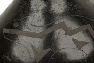 Indigenous American Black and Gray Vase with Figurative Design