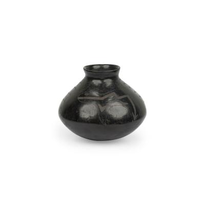Indigenous American Black and Gray Vase with Figurative Design