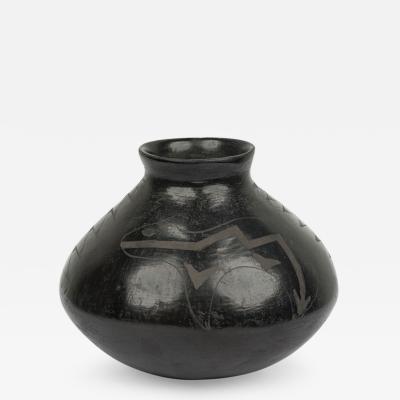 Indigenous American Black and Gray Vase with Figurative Design