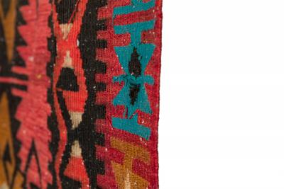 Indigenous American Woven Geometric Patterned Multi Colored Floor Runner Rug