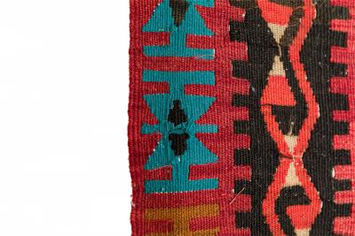 Indigenous American Woven Geometric Patterned Multi Colored Floor Runner Rug