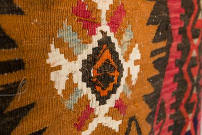 Indigenous American Woven Geometric Patterned Multi Colored Floor Runner Rug