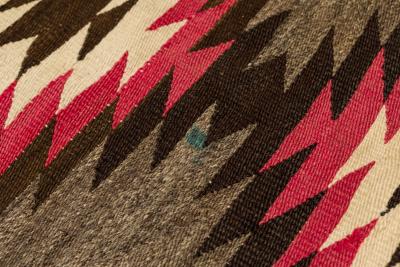 Indigenous American Woven Patterned Brown and Pink Rectangular Rug
