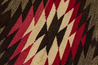 Indigenous American Woven Patterned Brown and Pink Rectangular Rug
