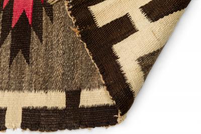 Indigenous American Woven Patterned Brown and Pink Rectangular Rug