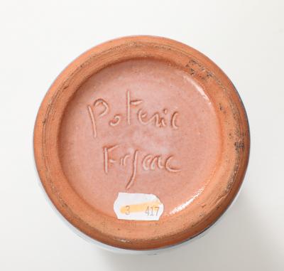 Indigo Glazed Ceramic Rouleau Vase France c 1960 s Signed Poterie Figere