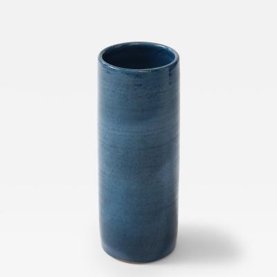 Indigo Glazed Ceramic Rouleau Vase France c 1960 s Signed Poterie Figere