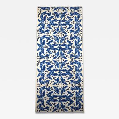 Indonesian Blue White Megamendung or Clouds Pattern Batik Panel circa 1930