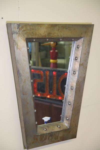 Industrial Burtalist Style Wall Mirror