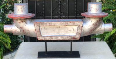 Industrial Chic Steampunk Carved Wood Art Deco Sculpture