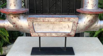 Industrial Chic Steampunk Carved Wood Art Deco Sculpture