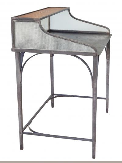 Industrial French Iron and Glass Bank Desk