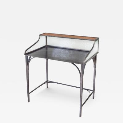 Industrial French Iron and Glass Bank Desk