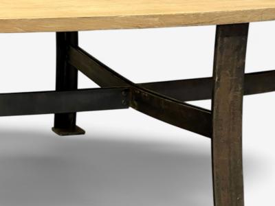 Industrial Mid Century Modern Oak Steel Monumental Dining Table USA 1970s