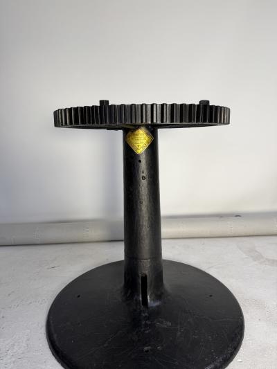 Industrial Pedestal Table with Glass Top
