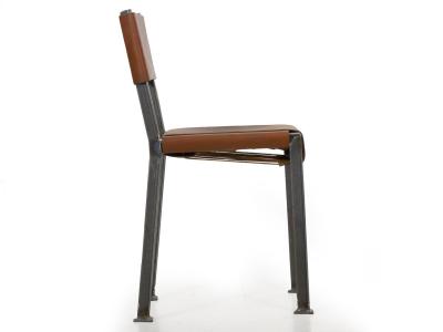 Industrial Welded Steel and Leather Accent Side Chair