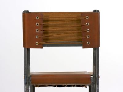 Industrial Welded Steel and Leather Accent Side Chair
