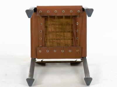 Industrial Welded Steel and Leather Accent Side Chair