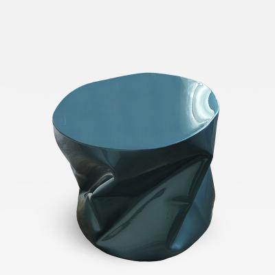 Ines Benavides Contemporary Modern Sculptural Metal Lacquered Blue Seat Side Table