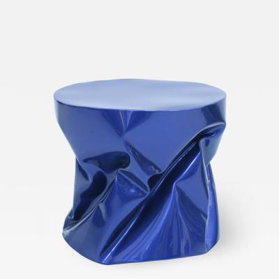 Ines Benavides Contemporary Modern Sculptural Metal Lacquered Blue Seat Side Table