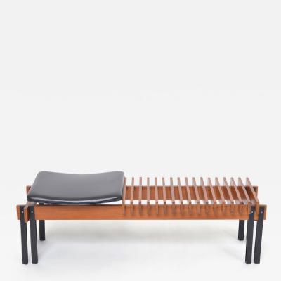 Inge and Luciano Rubino Mid Century Modern slatted Teak bench by Inge and Luciano Rubino for Apec