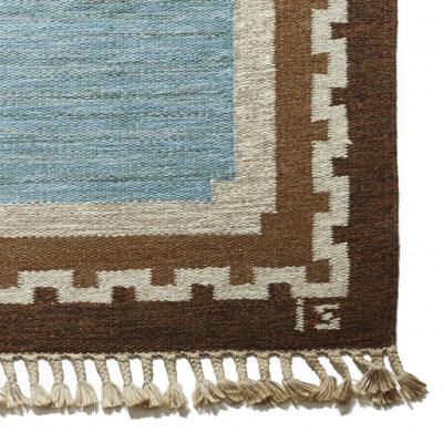 Ingegerd Silow Swedish Flat Woven Rug with Greek Key Border