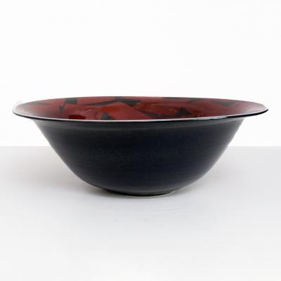Inger Persson INGER PERSSON LARGE STUDIO BOWL IN RED BLACK 1988 Scandinavian Modern