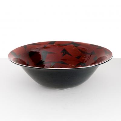 Inger Persson INGER PERSSON LARGE STUDIO BOWL IN RED BLACK 1988 Scandinavian Modern