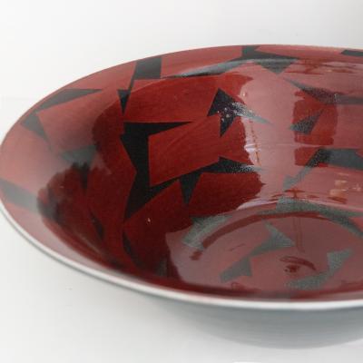 Inger Persson INGER PERSSON LARGE STUDIO BOWL IN RED BLACK 1988 Scandinavian Modern