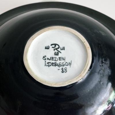 Inger Persson INGER PERSSON LARGE STUDIO BOWL IN RED BLACK 1988 Scandinavian Modern