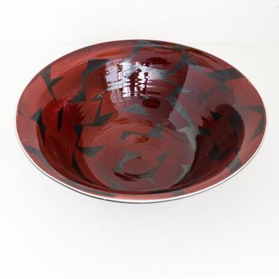 Inger Persson INGER PERSSON LARGE STUDIO BOWL IN RED BLACK 1988 Scandinavian Modern