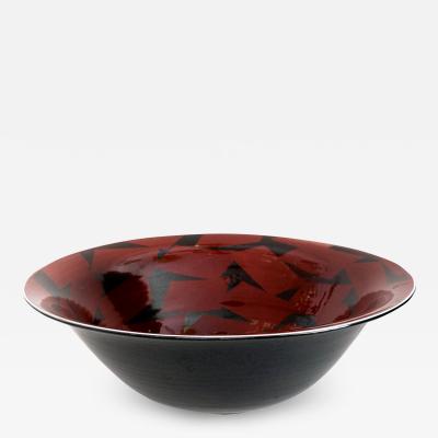 Inger Persson INGER PERSSON LARGE STUDIO BOWL IN RED BLACK 1988 Scandinavian Modern