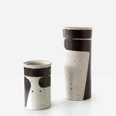 Inger Persson TWO INGER PERSSON RORSTRAND STUDIO VASES WITH BOLD STRIPE