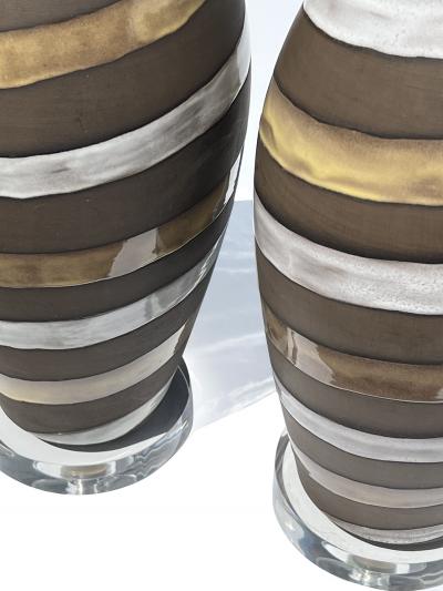 Ingrid Atterberg Ingrid Atterberg for Upsala Ekeby Pair of Ceramic 1940s Lamps Signed
