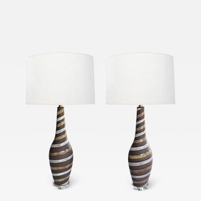 Ingrid Atterberg Ingrid Atterberg for Upsala Ekeby Pair of Ceramic 1940s Lamps Signed