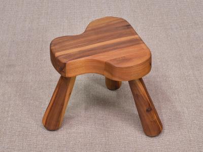 Ingvar Hildingsson Ingvar Hildingsson Organic Three Legged Stool in Cherry Wood Sweden 1970s