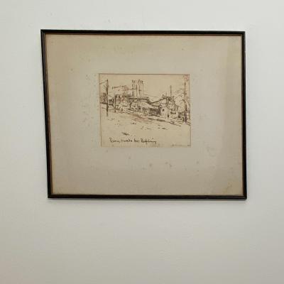 Ink on Paper Drawing Reno NV Ore Refining American