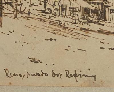 Ink on Paper Drawing Reno NV Ore Refining American