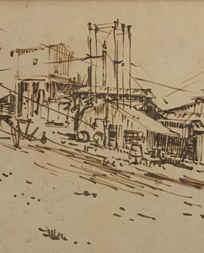 Ink on Paper Drawing Reno NV Ore Refining American