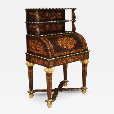 Inlaid roll top bureau in Napoleon III style