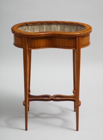 Inlaid satinwood vitrine table