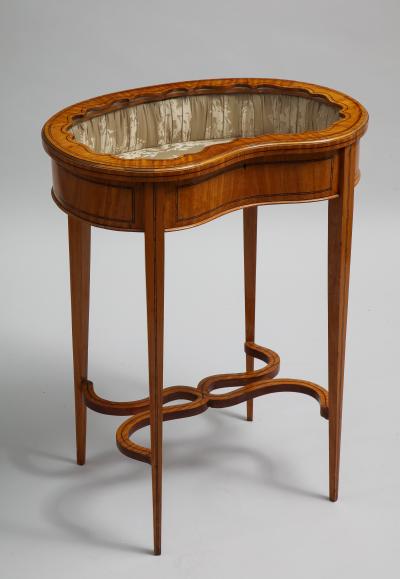Inlaid satinwood vitrine table