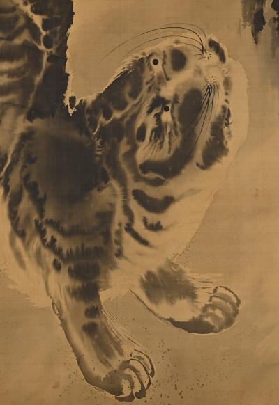 Inoue Kanshu 19th Century Japanese Paintings Zenga Tiger and Dragon by Inoue Kanshu