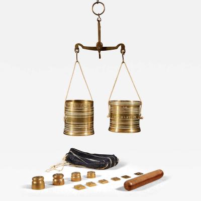 Interesting And Rare Dutch Brass Bushel Balance Complete Set 1846 