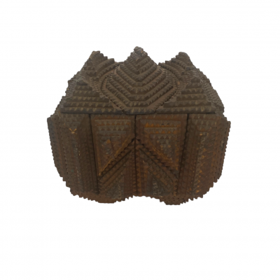 Intricate American Tramp Art Box circa 1900