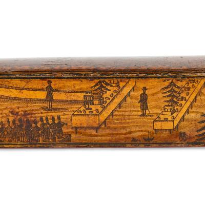 Iranian Qajar period lacquered and lithographed wood pencase