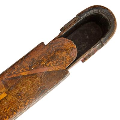 Iranian Qajar period lacquered and lithographed wood pencase