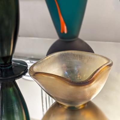 Iridescent Brown Smoke Murano Glass Bowl