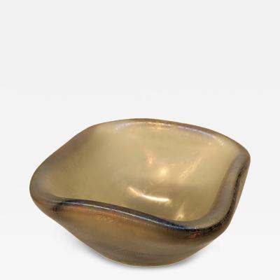Iridescent Brown Smoke Murano Glass Bowl